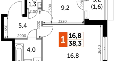 Квартира 1 комната в Развилка, Россия