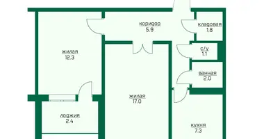 Apartamento 2 habitaciones en Baránavichi, Bielorrusia