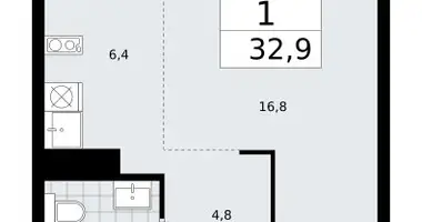 1 room apartment in Troitsk, Russia