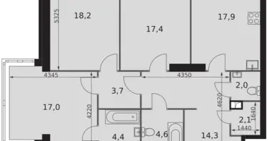 Apartamento 3 habitaciones en Konkovo District, Rusia