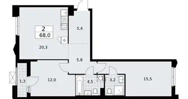 Appartement 2 chambres dans Troïtsk, Russie