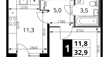 1 room apartment in Khimki, Russia