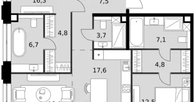 Appartement 3 chambres dans North-Western Administrative Okrug, Fédération de Russie