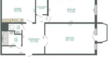 Apartamento 2 habitaciones en Minsk, Bielorrusia