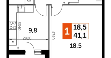 Квартира 1 комната в Развилка, Россия