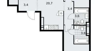 Apartamento 3 habitaciones en poselenie Sosenskoe, Rusia