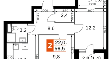 Appartement 2 chambres dans Moscou, Fédération de Russie