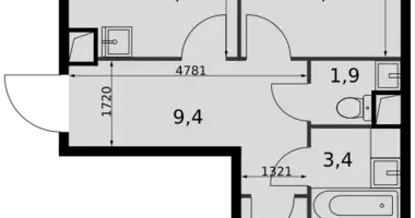 Appartement 2 chambres dans Razvilka, Fédération de Russie