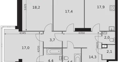 Wohnung 3 zimmer in Moskau, Russland