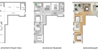 Apartamento 3 habitaciones en Minsk, Bielorrusia