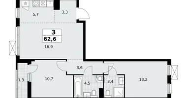 Apartamento 3 habitaciones en poselenie Sosenskoe, Rusia