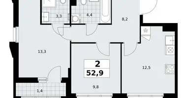 Apartamento 2 habitaciones en Troitsk, Rusia