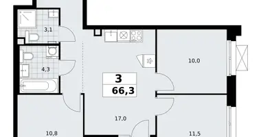 Apartamento 3 habitaciones en poselenie Sosenskoe, Rusia