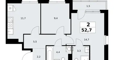 Wohnung 2 zimmer in Kommunarka, Russland