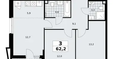 Apartamento 3 habitaciones en poselenie Sosenskoe, Rusia