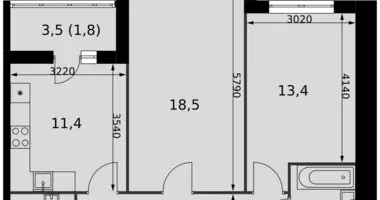 Apartamento 2 habitaciones en Razvilka, Rusia