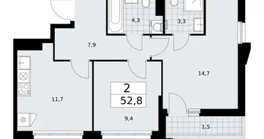 Appartement 2 chambres dans Troïtsk, Russie