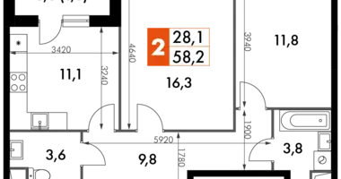 Квартира 2 комнаты в Развилка, Россия