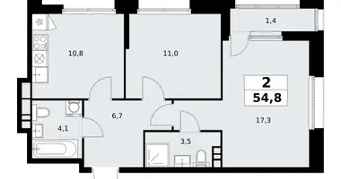 Apartamento 2 habitaciones en poselenie Sosenskoe, Rusia