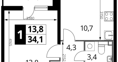 Mieszkanie 1 pokój w Nekrasovka District, Rosja