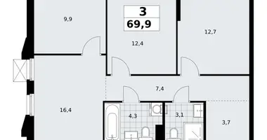 3 room apartment in Troitsk, Russia