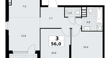 Wohnung 3 zimmer in Südwestlicher Verwaltungsbezirk, Russland