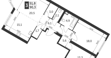 Mieszkanie 3 pokoi w Konkovo District, Rosja