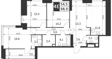 4 room apartment in Konkovo District, Russia