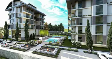 1 room apartment with balcony, with air conditioning, with sea view in Mahmutlar, Turkey