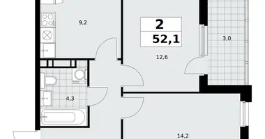 Apartamento 2 habitaciones en Moscú, Rusia