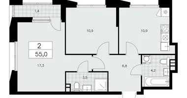 Apartamento 2 habitaciones en poselenie Sosenskoe, Rusia