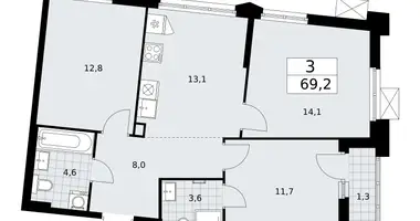 Wohnung 3 zimmer in Troizk, Russland