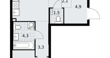 2 room apartment in Kommunarka, Russia