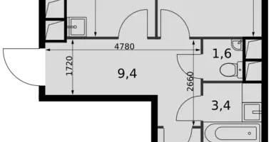 Wohnung 2 zimmer in Razvilka, Russland