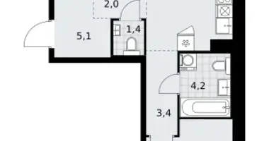 Apartamento 2 habitaciones en Troitsk, Rusia