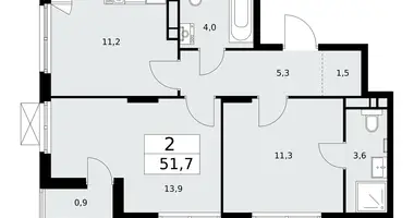 Apartamento 2 habitaciones en poselenie Desenovskoe, Rusia