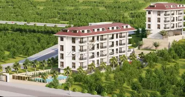 2 room apartment with parking, with sea view, with swimming pool in Yaylali, Turkey