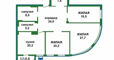 Apartamento 3 habitaciones en Minsk, Bielorrusia