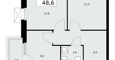 Apartamento 2 habitaciones en Moscú, Rusia