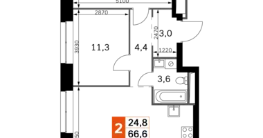 Квартира 3 комнаты в Москва, Россия