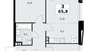 Apartamento 3 habitaciones en poselenie Sosenskoe, Rusia