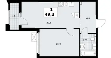 1 room apartment in Troitsk, Russia