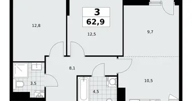 Apartamento 3 habitaciones en poselenie Sosenskoe, Rusia