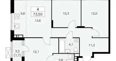 Apartamento 4 habitaciones en poselenie Sosenskoe, Rusia