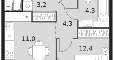 1 room apartment in North-Western Administrative Okrug, Russia