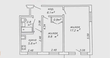 Apartamento 2 habitaciones en Minsk, Bielorrusia