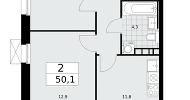 Apartamento 2 habitaciones en Moscú, Rusia