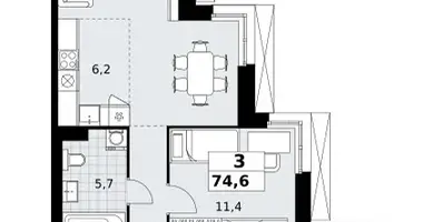 Wohnung 3 zimmer in Kommunarka, Russland