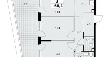 Apartamento 3 habitaciones en Moscú, Rusia