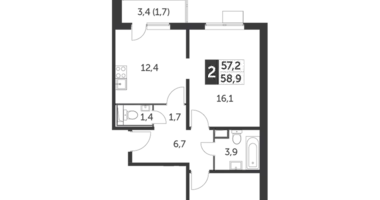 2 room apartment in Leninsky District, Russia